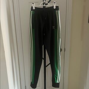 adidas Black and Green Sweatpants